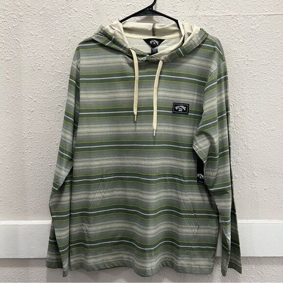 BILLABONG Cedros Green Striped Cotton Hoodie NWT M - Picture 3 of 7